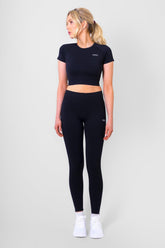 Nova Short Sleeve Crop Top Black