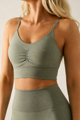 Pulse Scrunch Bra - Olive Green