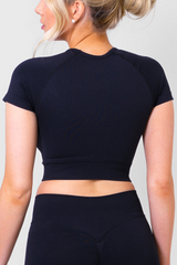 Nova Short Sleeve Crop Top Black