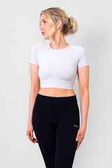 Nova Short Sleeve Crop Top Off white