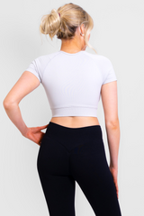 Nova Short Sleeve Crop Top Off white