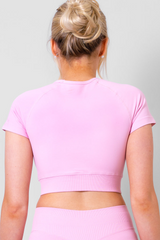 Nova Short Sleeve Crop Top Pink