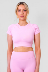 Nova Short Sleeve Crop Top Pink