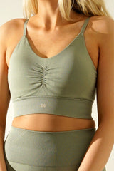 Pulse Scrunch Bra - Olive Green