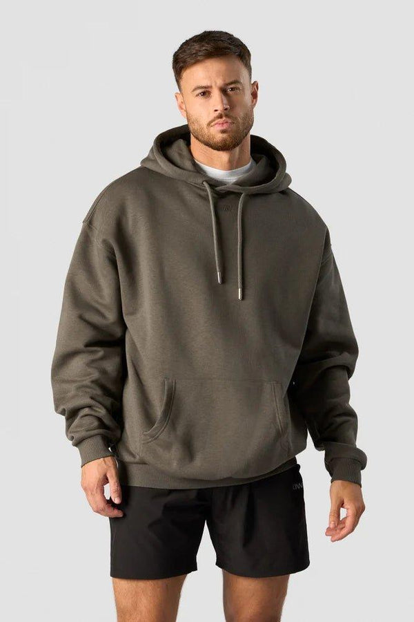 EVERYDAY RELAXED HOODIE CENTER LOGO MEN KHAKI GREEN - OYOJ Store